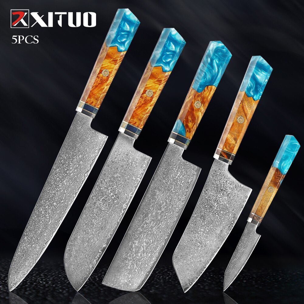 XITUO Kitchen Chef Knife Damascus Knife Set Japanese Knife Damascus Steel VG10 Santoku Paring Knives Cooking Tool