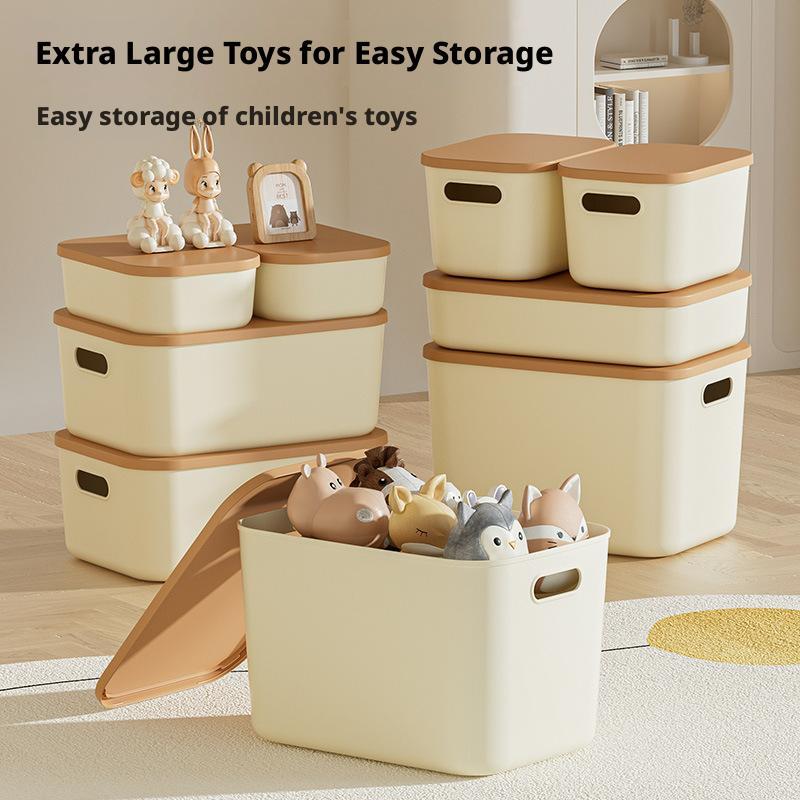 Oppbevaringsboks for leker med lokk, skrivebordsplast, snacks, kosmetikk, arrangørkurv, sovesal, garderobe, diverse bukser, klær, oppbevaringsboks