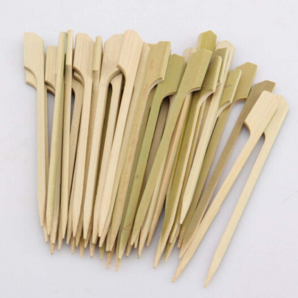 Sales 40pc BBQ Wooden Bamboo Paddle Skewers Disposable Cocktail Party Sticks