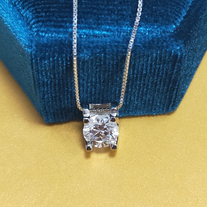 Smyoue 2ct 1ct test bestanden moissanit-diamantanhänger für damen klassisch trendig 925 sterling silber schmuck brillant halo