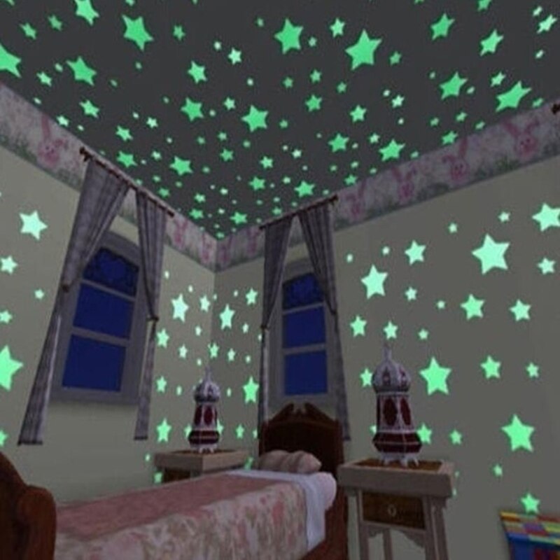 100/50/25 sztuk naklejki ścienne świecące w ciemności dziecko dzieci sypialnia Home Decor kolorowe gwiazdki Luminous fluorescencyjne na ścianę naklejki kalkomania