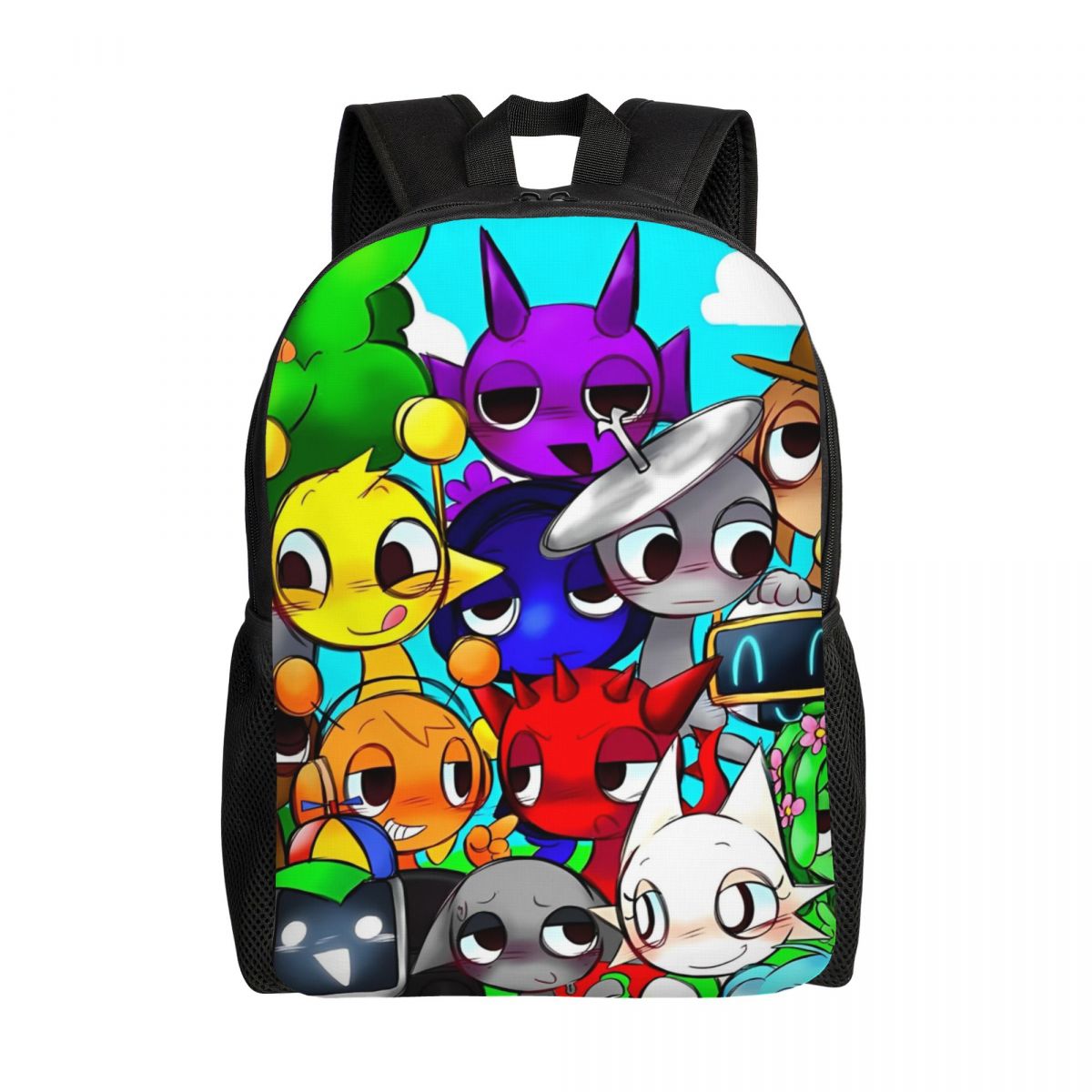 Mochila de dibujos animados Sprunki para juegos infantiles, mochilas escolares preescolares para niños y niñas: Beige