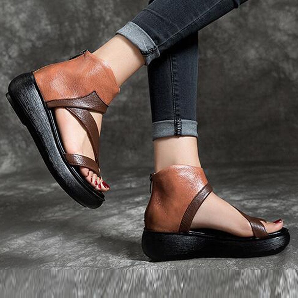 Large Size Wedges Mixed Colors Sandals ladies leather ladies sandal lady sandal women chaussures femmes bureau #G30