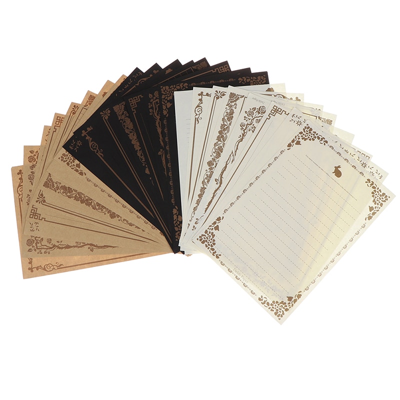 8 Sheets Letter Paper Vintage Flower Letterhead Letter Kraft Brown Writing Paper Letter Pad Drawing Sketch Pad Stationery