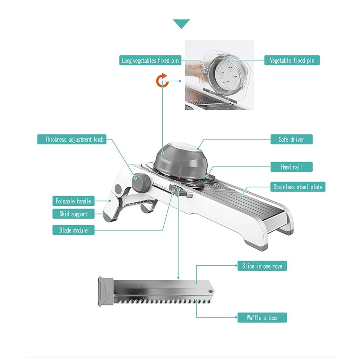 Kitchen Mandolin Slicer Adjustable Stainless Steel Mandolin Vegetable and Fruit Slicer