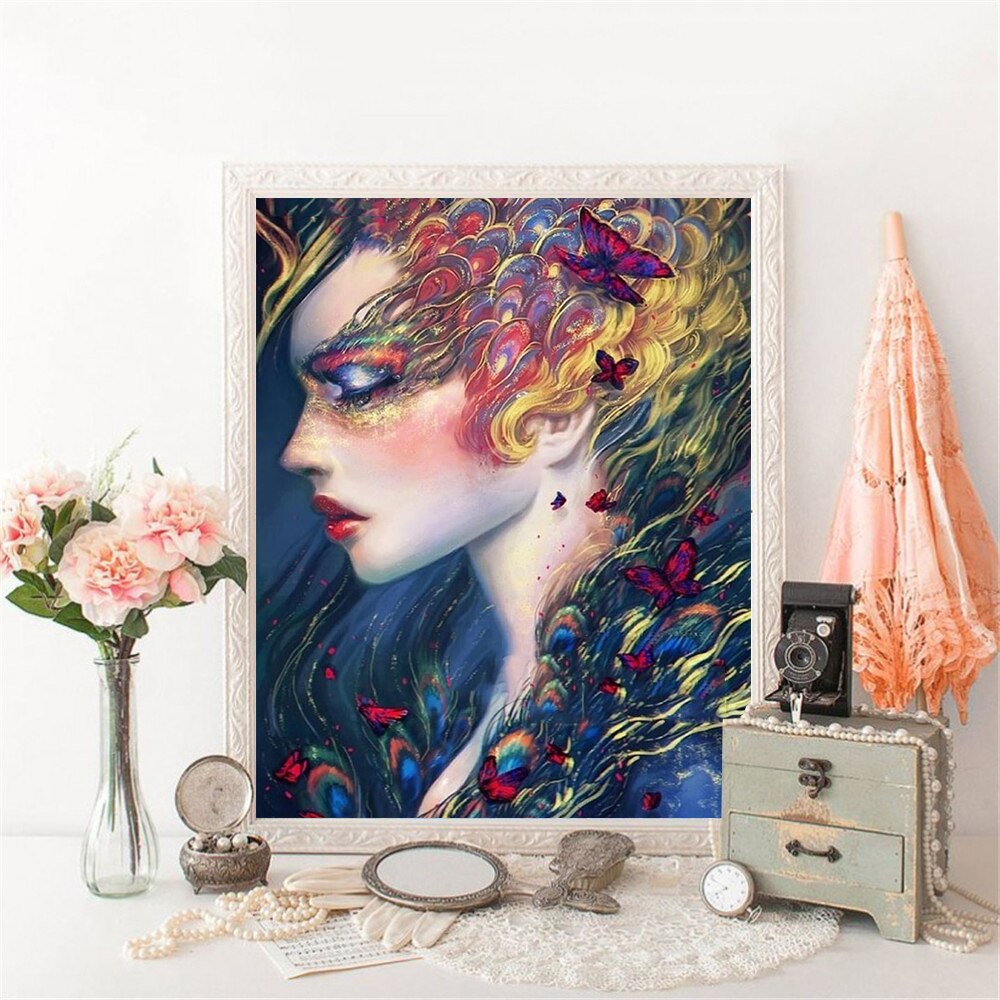 HUACAN DIY Diamond Painting Cross Stitch Woman 5d Diamond Embroidery Portrait Handmade Decorations For Home