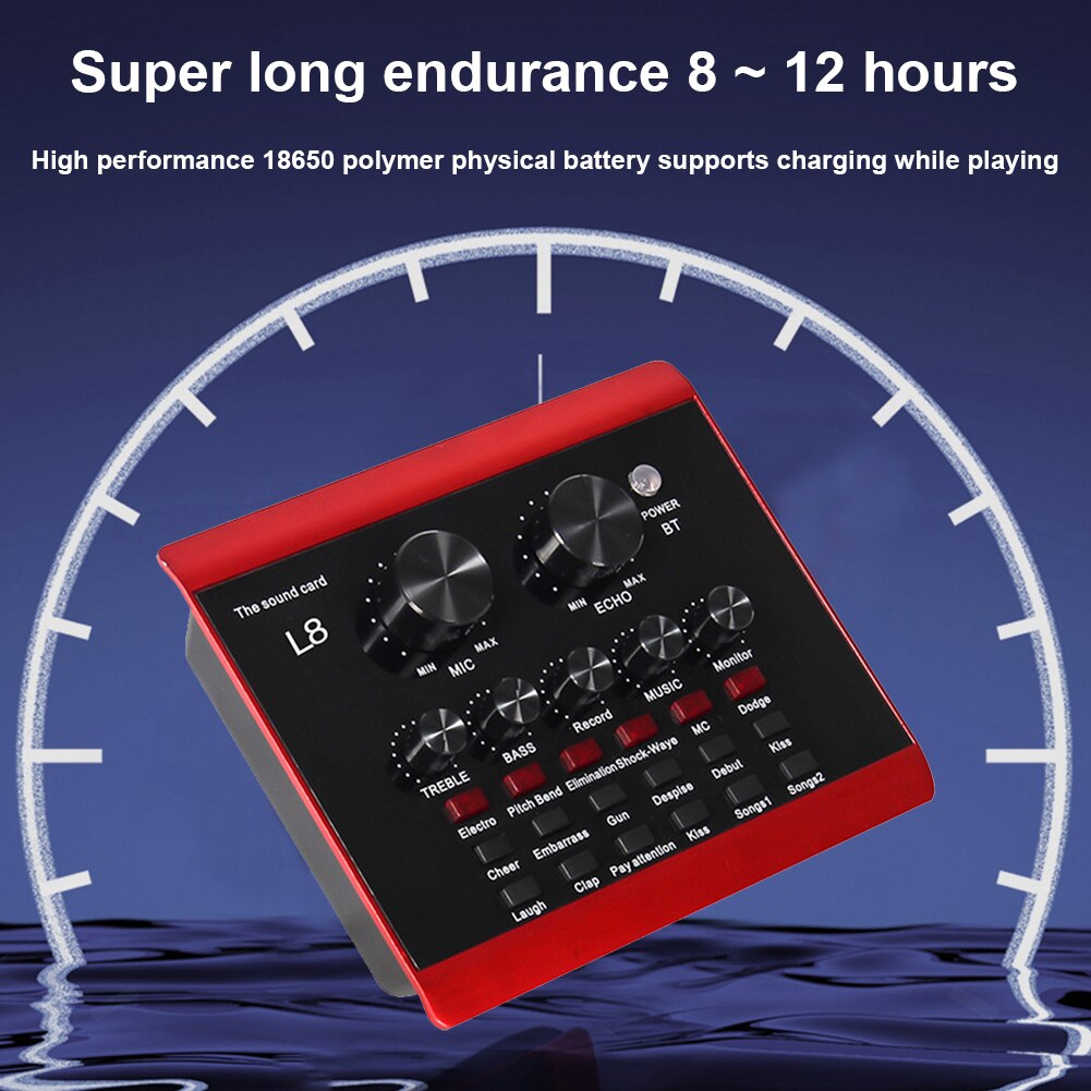Portable Sound Card KTV Mixing Effect USB Rechargeable Home Office Mobile Phone Computer Singing Live Broadcast