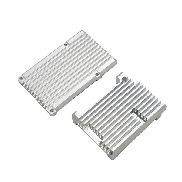 For Raspberry Pi 4 Model B Protective Armor Aluminum Alloy Case/ Passive Cooling Shell Metal Enclosure Heat Dissipation for Pi 4: Silver