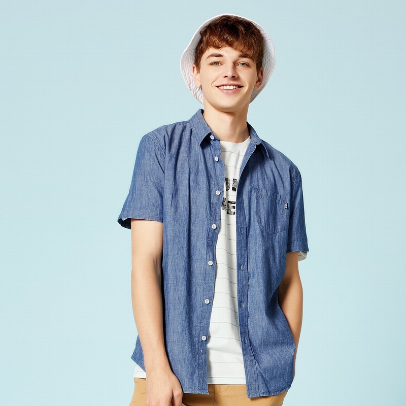 Camisa de de de verano SEMIR ropa de hombre camisa de manga corta ajustada de algodón sólido camisa de hombres para ocasiones sociales de talla grande