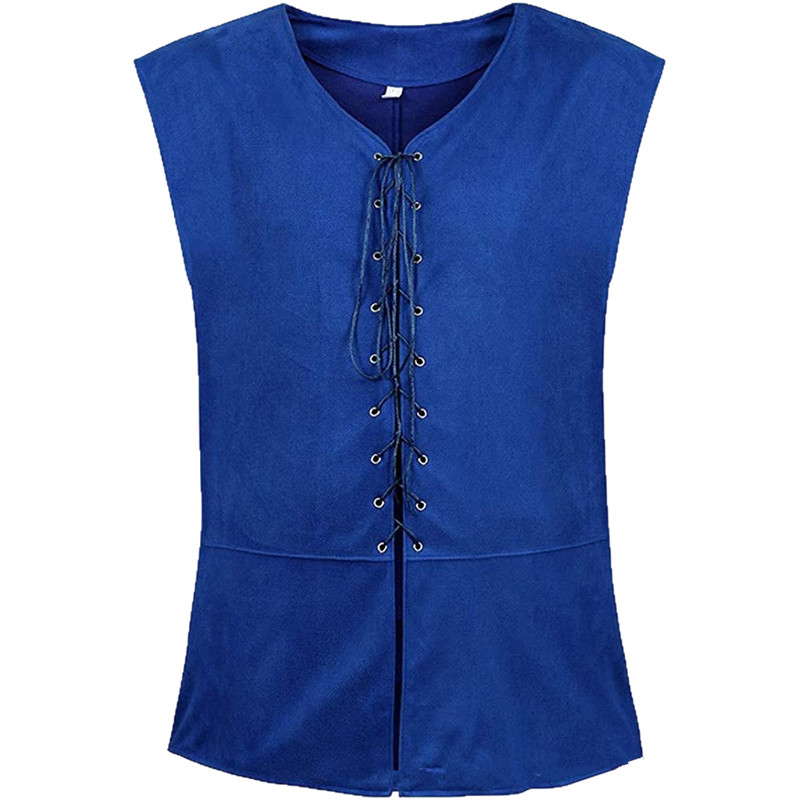 Middeleeuws renaissance vest van suède leer voor heren, mouwloos vest met veters voor historische, LARP & cosplay kostuums