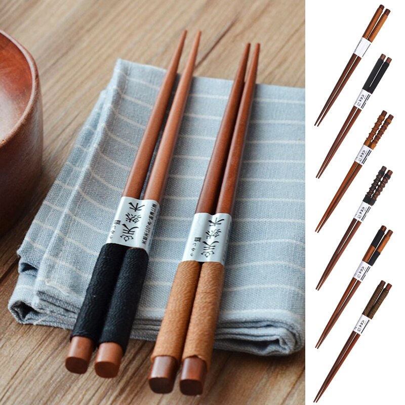 1 par japansk-stil naturlig håndlagde tre baby spisepinner japan/kina spiseutstyr spisepinner med hyssing rund