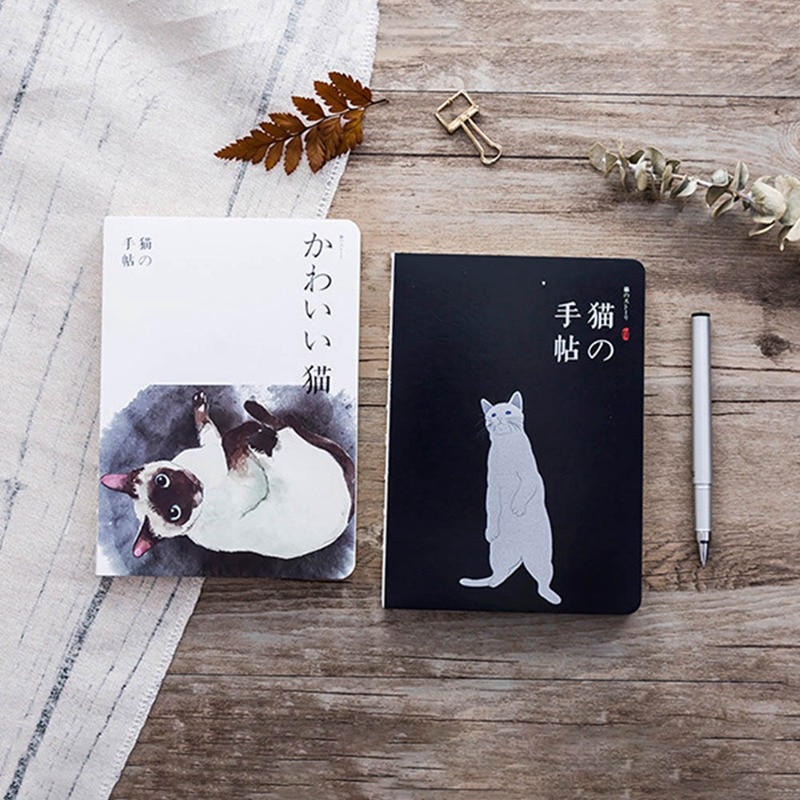 Cute Cat Notebook Paper Sketch Book Office School Supplies Blank Vintage Sketchbook Diary Drawing Painting 80 Sheet