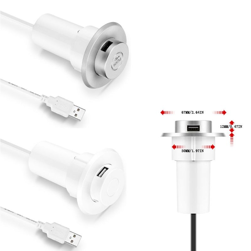 Pop-up In-Desk Slot USB 2.0 3 Ports Hub Splitter Adapter for Laptop PC Computer