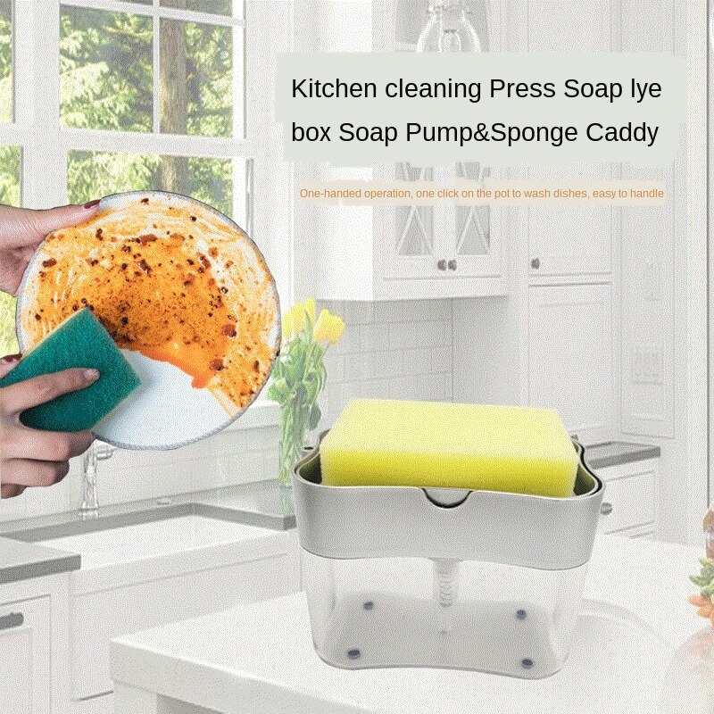 Kitchen Brush Dishwashing Liquid Dosing Device Press Type Automatic Dispenser Box Dishwashing Brush Soap Liquid Box