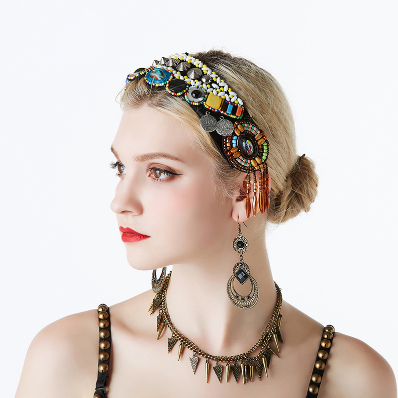 Tribal Belly Dance Accessories Women Headpieces Dance Headbands Bellydance Beads Rhinestones Gypsy Vintage Headbands