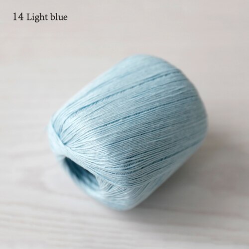 Qzlknit 50g/ nystan vår/sommar babygarn kammad hud affinitet 4 trådar av tencel/linne blandat garn gör det själv virkade skor/kjol etc: 14 ljusblå