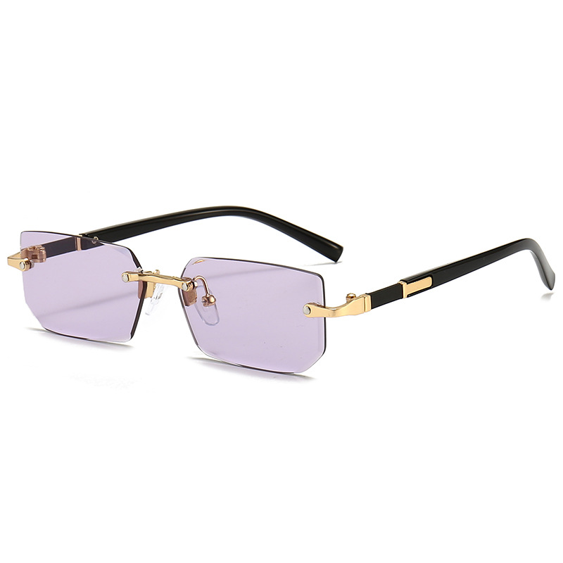 Gafas de sol sin montura rectangulares a la populares para mujeres y hombres, gafas de sol cuadradas pequeñas para mujer y hombre, gafas de viaje de verano: Plata
