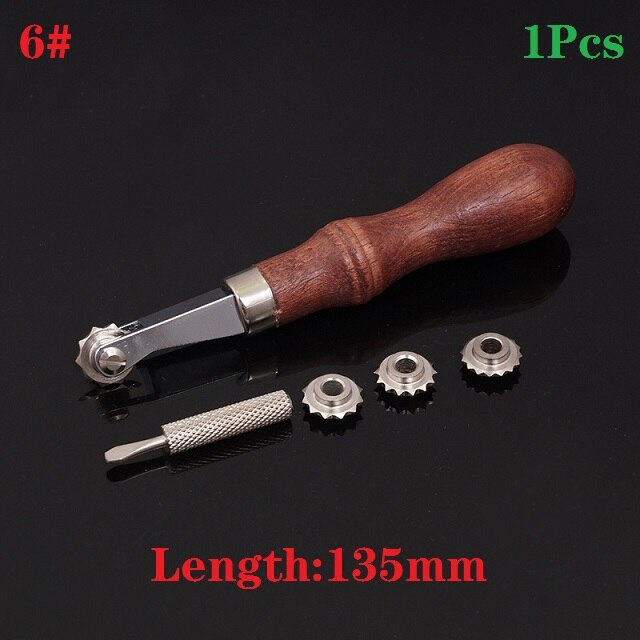 Herramienta de bricolaje de cuero, accesorios de presión de rueda dentada de acero, línea de escaneo de trazado de rueda redonda de tela , 1 ud.,: No.6