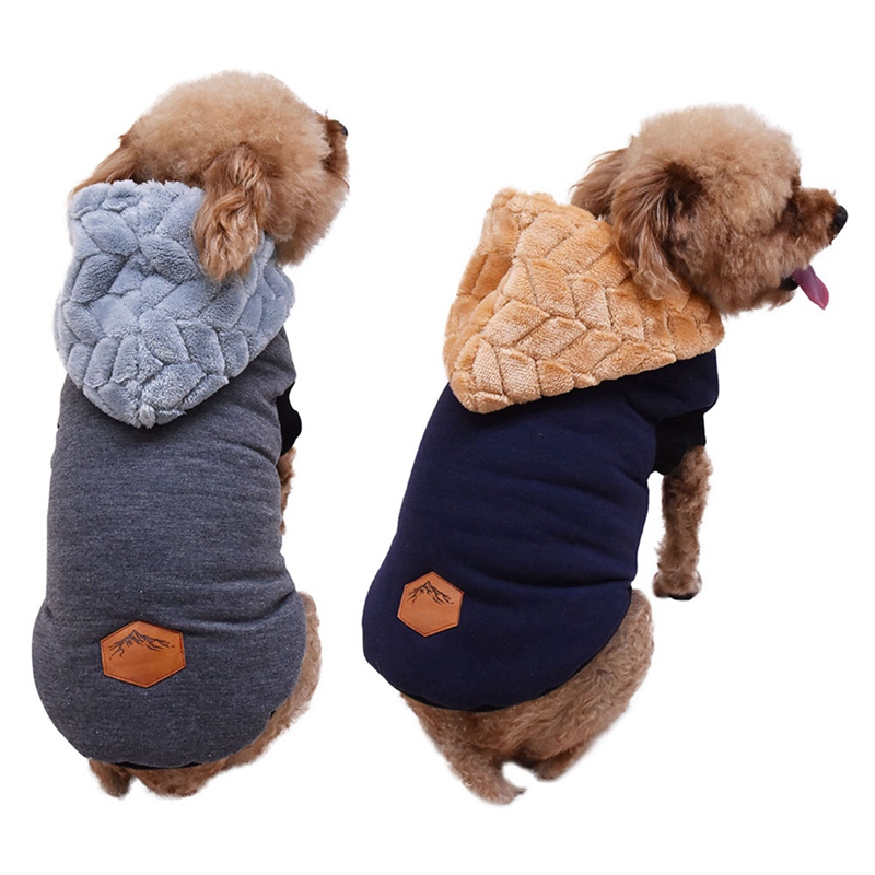Hond Katoen gevoerde Hooded Effen Kleur Vest Verdikking Jas Puppy Jassen Herfst Winter Jas Jumpsuit Voor Kleine Medium hond