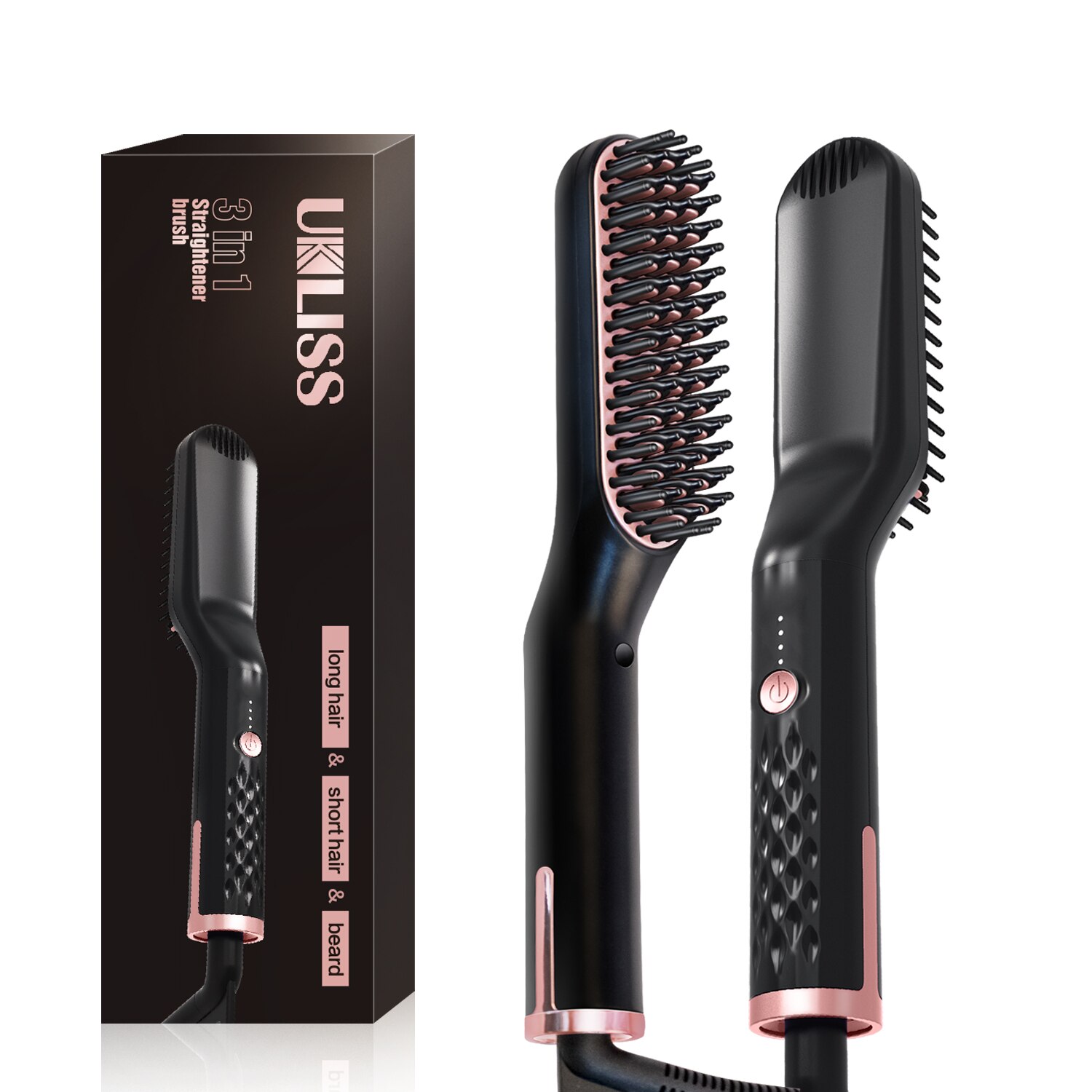 Mannen Baard Stijltang Verwarmd Baard Kam Ionische Haar Rechttrekken Kam Hair Styling Stijltang Borstel Voor Mannen Quick Verwarming: Have Box / Au