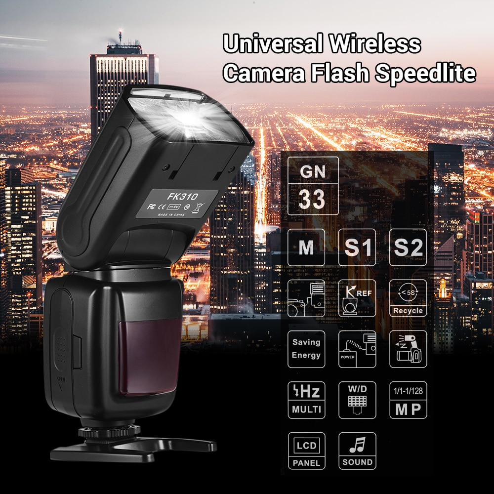 Universal Wireless Camera Flash Light Speed lite GN33 LCD Display Flash Studio for Canon Nikon Sony Olympus Pentax DSLR Cameras