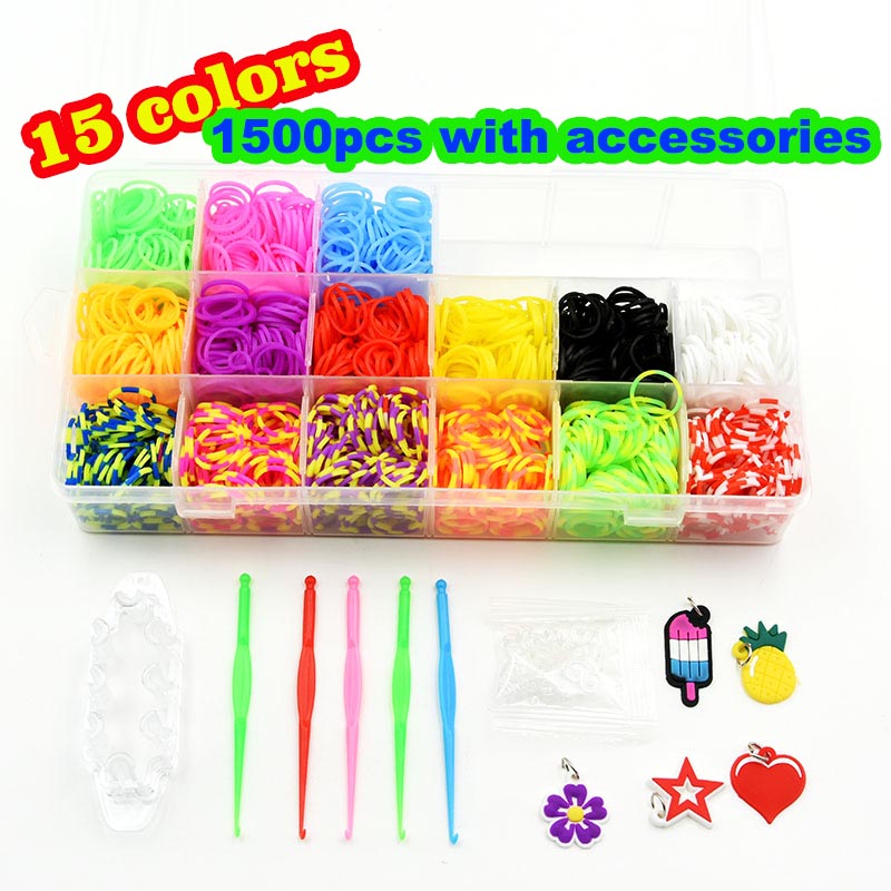 Box Packed! Rubber Bands Weaving Set DIY Toys Loom Craft Kid Bracelet Braid Silicone Elastic Weave Bands for Girls: Gold
