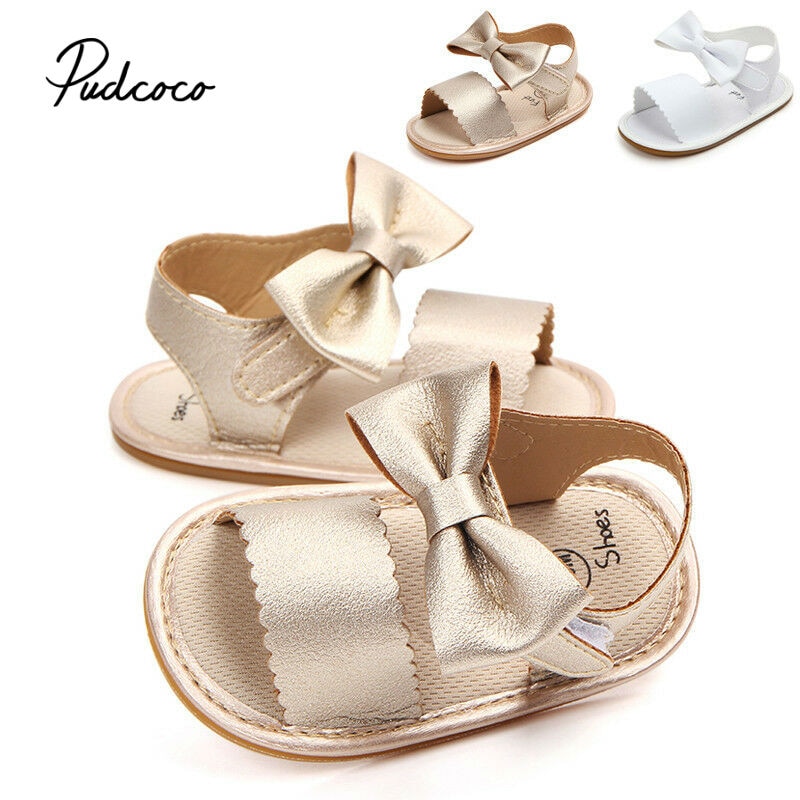 nuevas sandalias para niñas de cuero PU sandalias para niños niñas 0-18 meses arco princesa zapatos niñas verano zapatos