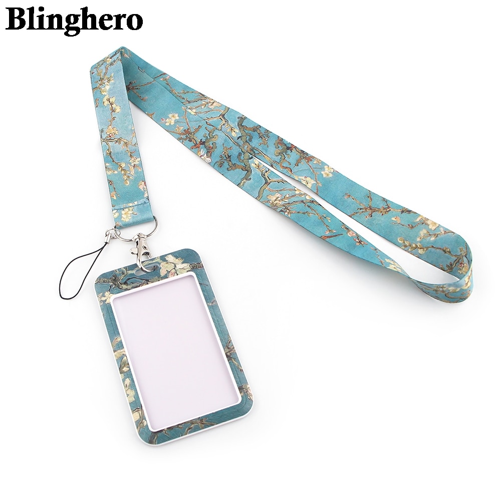 CB101 Mode Bloemen Lanyard Credit Card Id Houder Tas Student Vrouwen Bank Bus Visitekaartje Cover Badge