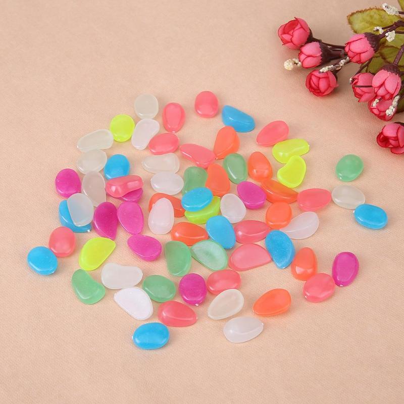 100pcs Garden Aquariums Fish Tank Crafts Decor Luminous Stones Pebbles Garden Yard Decor Luminous stones