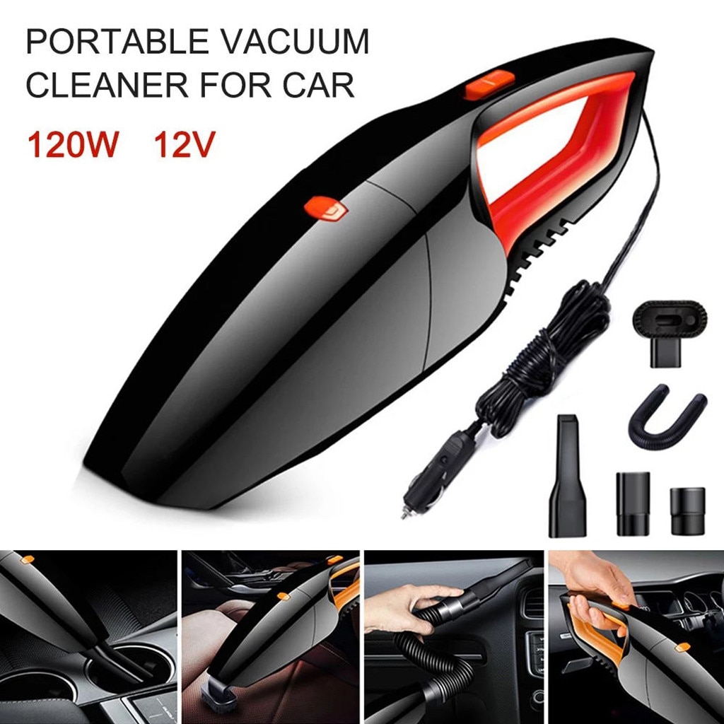 12v Car Vacuum Cleaner 120w High Power Suction Vacuum Wet Dry Handheld Cleaner Portable Rechargeable Vacuum Cleaner#g30