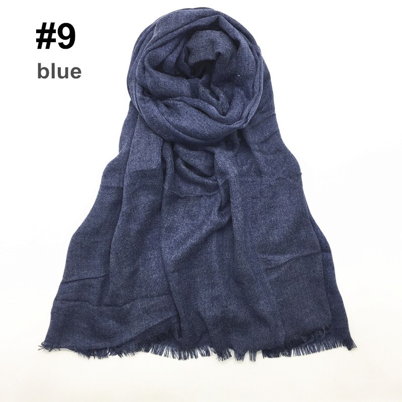 1PC Festival écharpe plaine foulards et châle frange hiver écharpe doux musulman imprimer hijab solide pashmina enveloppement 12 couleur: color 9