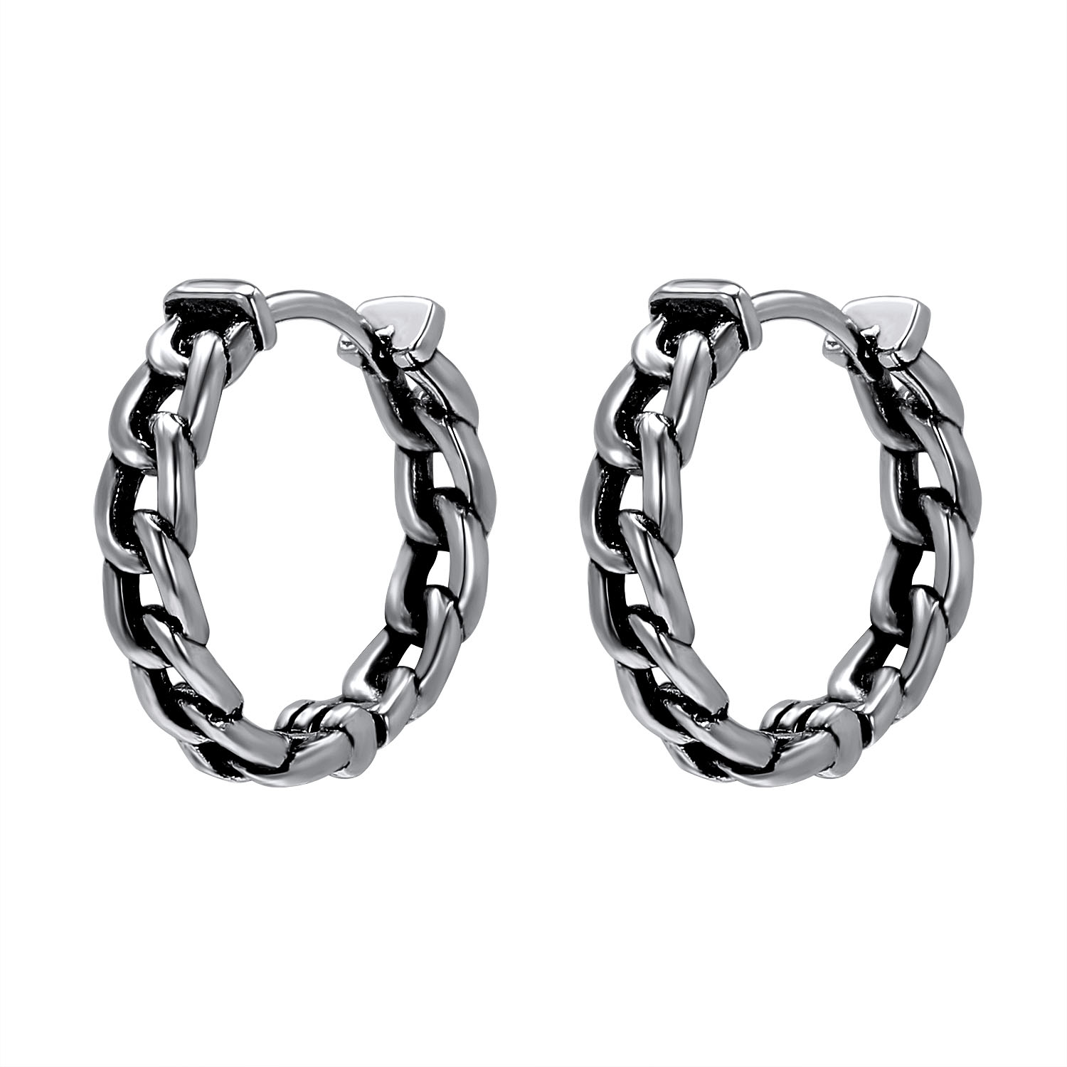 316L Stainless Steel Hoop Earrings Hip Hop Punk Rock Earrings for Men Women Retro Gothic Circle Round Earrings Skull: EH708SR