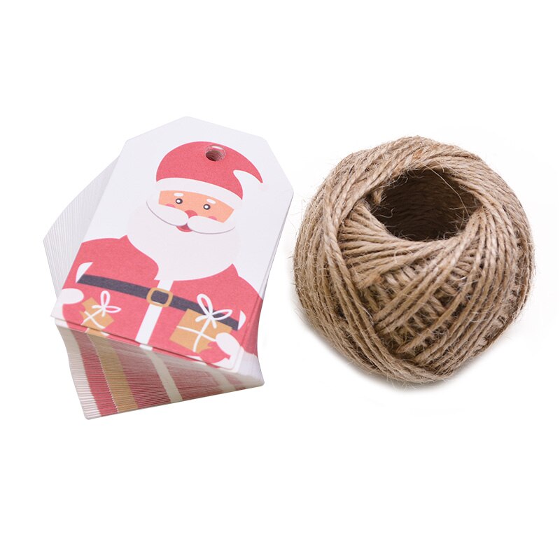 100 étiquettes Cadeaux Noël En Papier Kraft Avec Ficelle De Jute – Motifs Festifs (bonhommes De Neige, Sapins…) – Pour Emballage Et Décoration