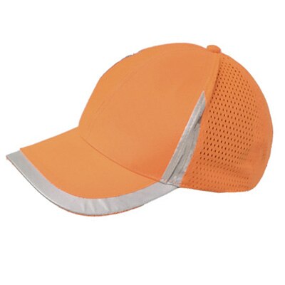 Hög synlighet säkerhetskeps basebollhatt reflekterande för konstruktion ridning lätt andas skyddshatt: Fluorescerande orange