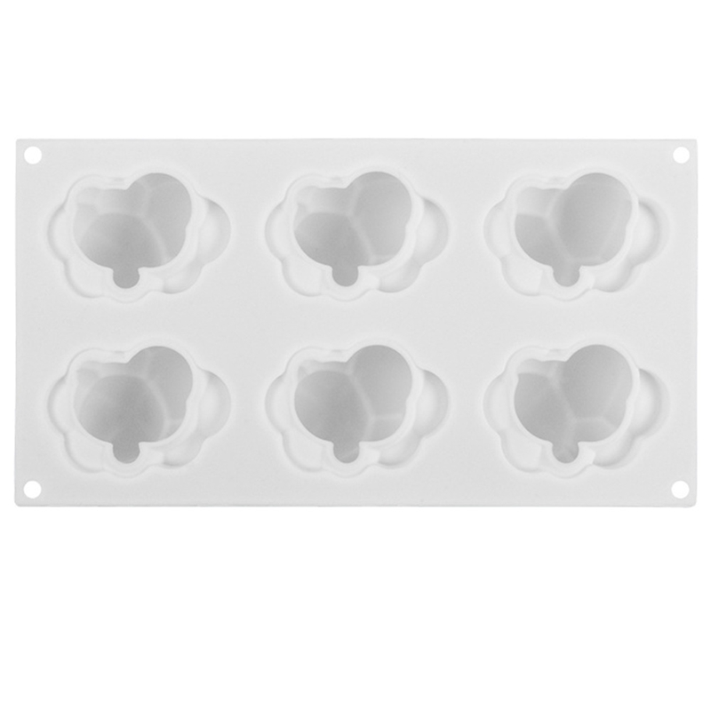 Molde de silicona con forma de nube 3D, herramientas de decoración de tartas, Mousse, postres, accesorios para hornear, 6 cavidades