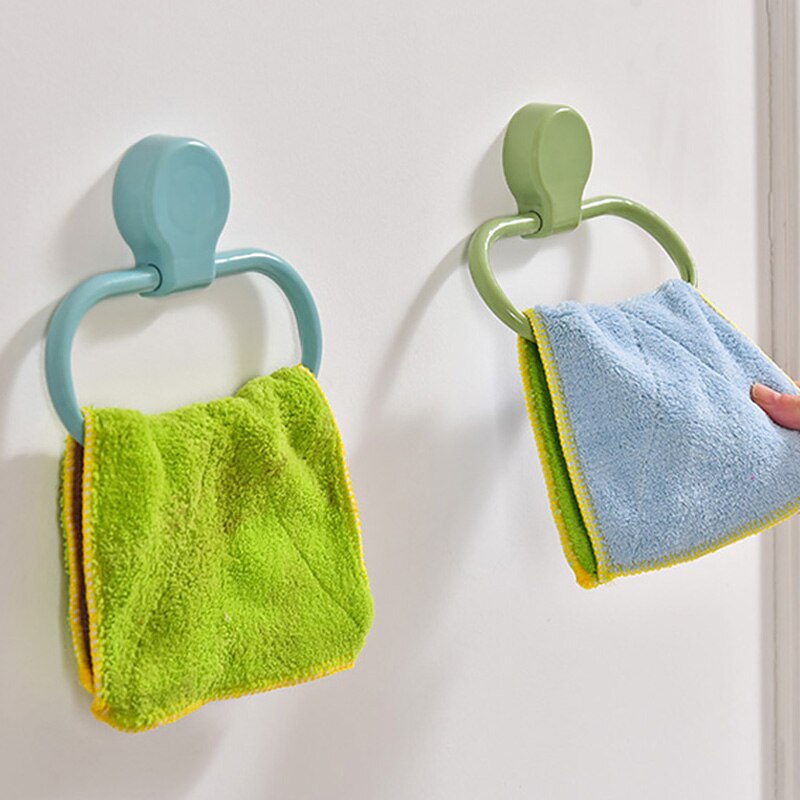 Toallero de Estilo Redondo de plástico montado en la pared, soporte para colgar, organizador, colgador para baño, cocina, armario