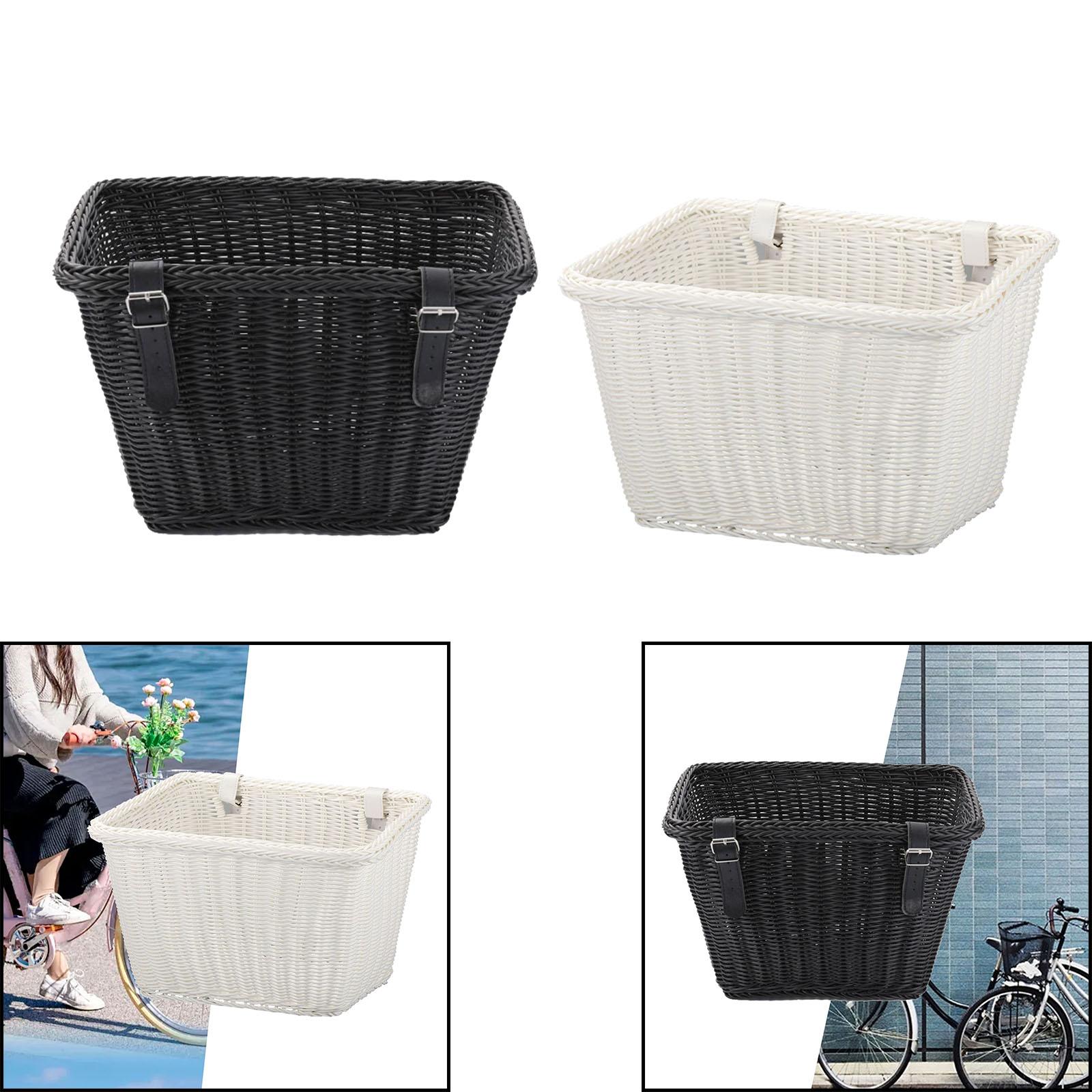 Bike Basket Tricycle Basket with Straps Portable Woven Basket Sundries Container Bicycle Front Handlebar Basket for Riding