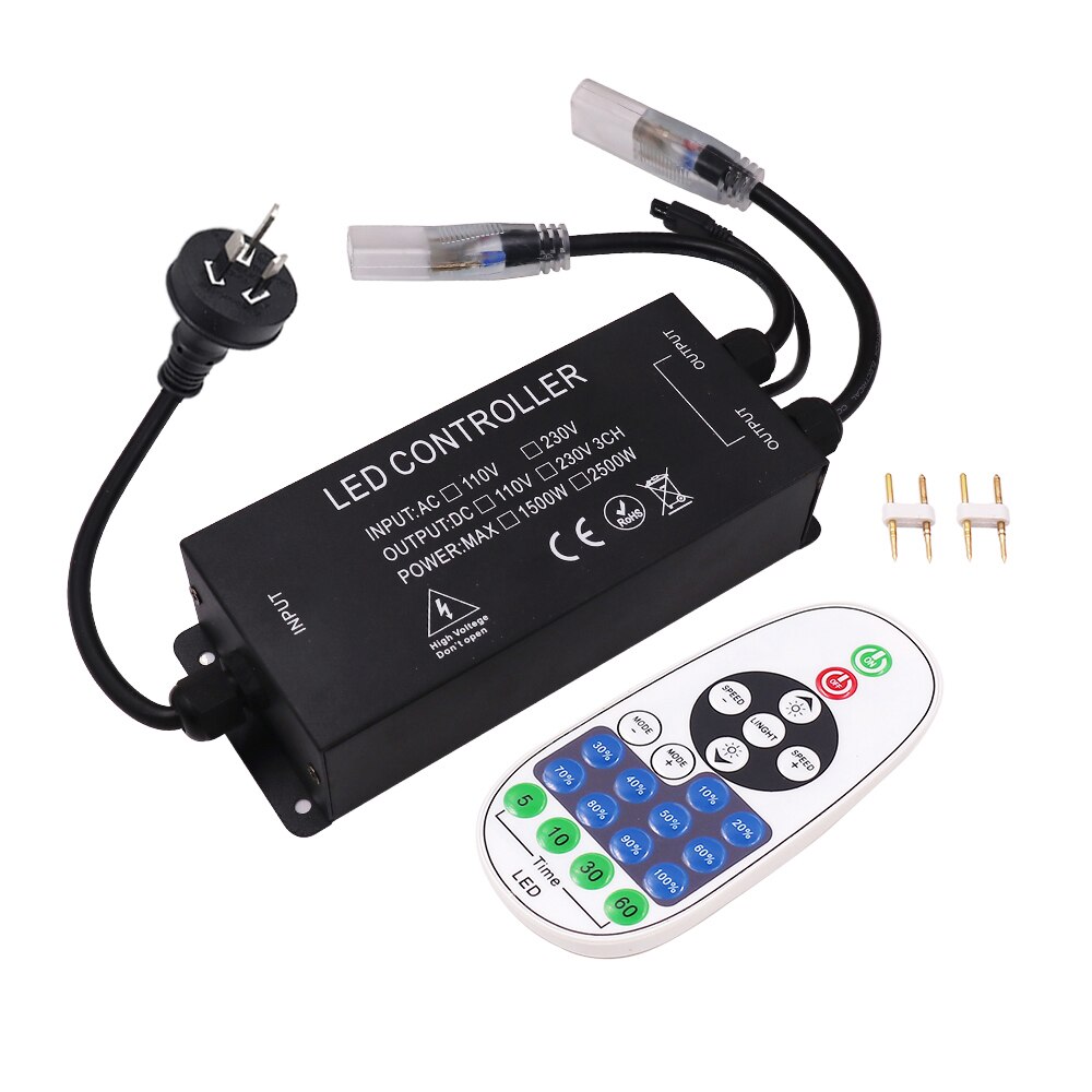 110V 220V Dubbele Hoofd Uitgang Dimmer Met 23key Rf Afstandsbediening 2500W 6 Mm 12 Mm 15mm Pcb Voor Led Strip Neon Light Eu/Uk/Us/Au