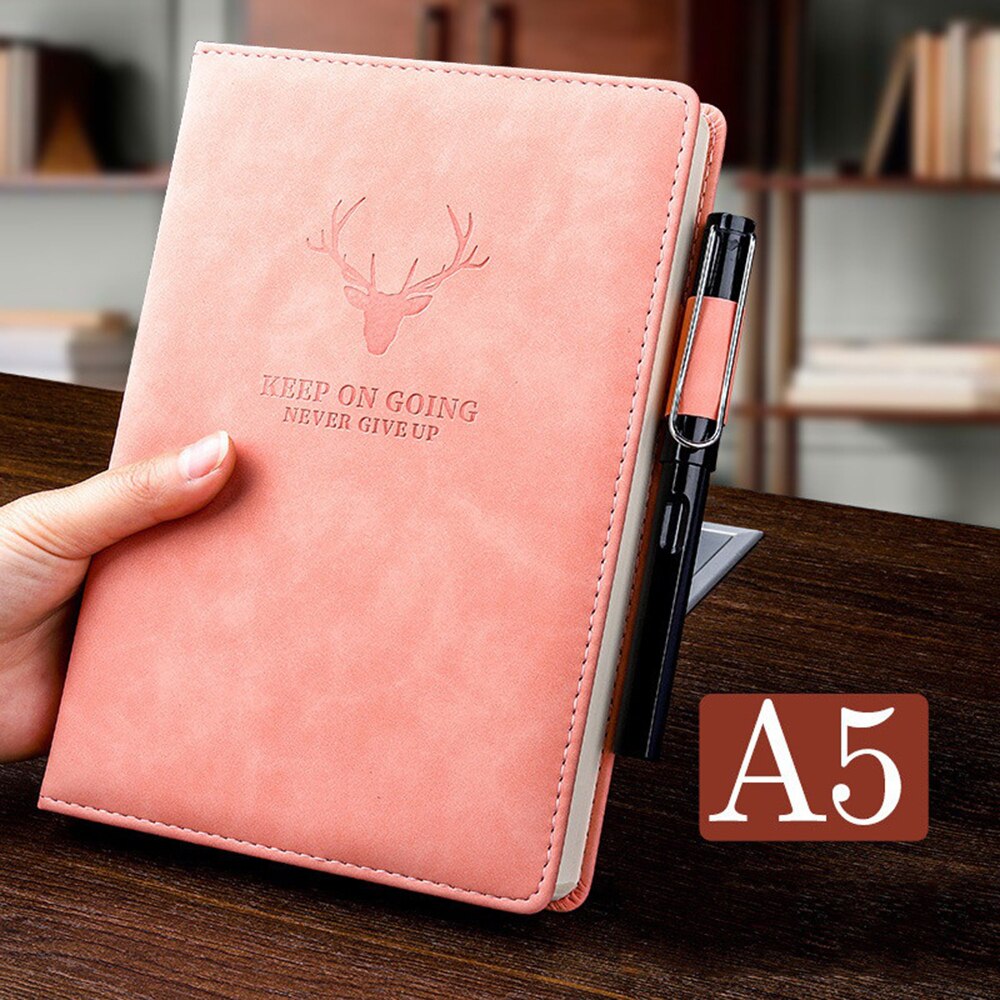 360 Pagina 'S Super Dikke Lederen A5 Notebook Dagelijks Business Office Werk Notebooks Notepad Dagboek Schoolbenodigdheden: Roze