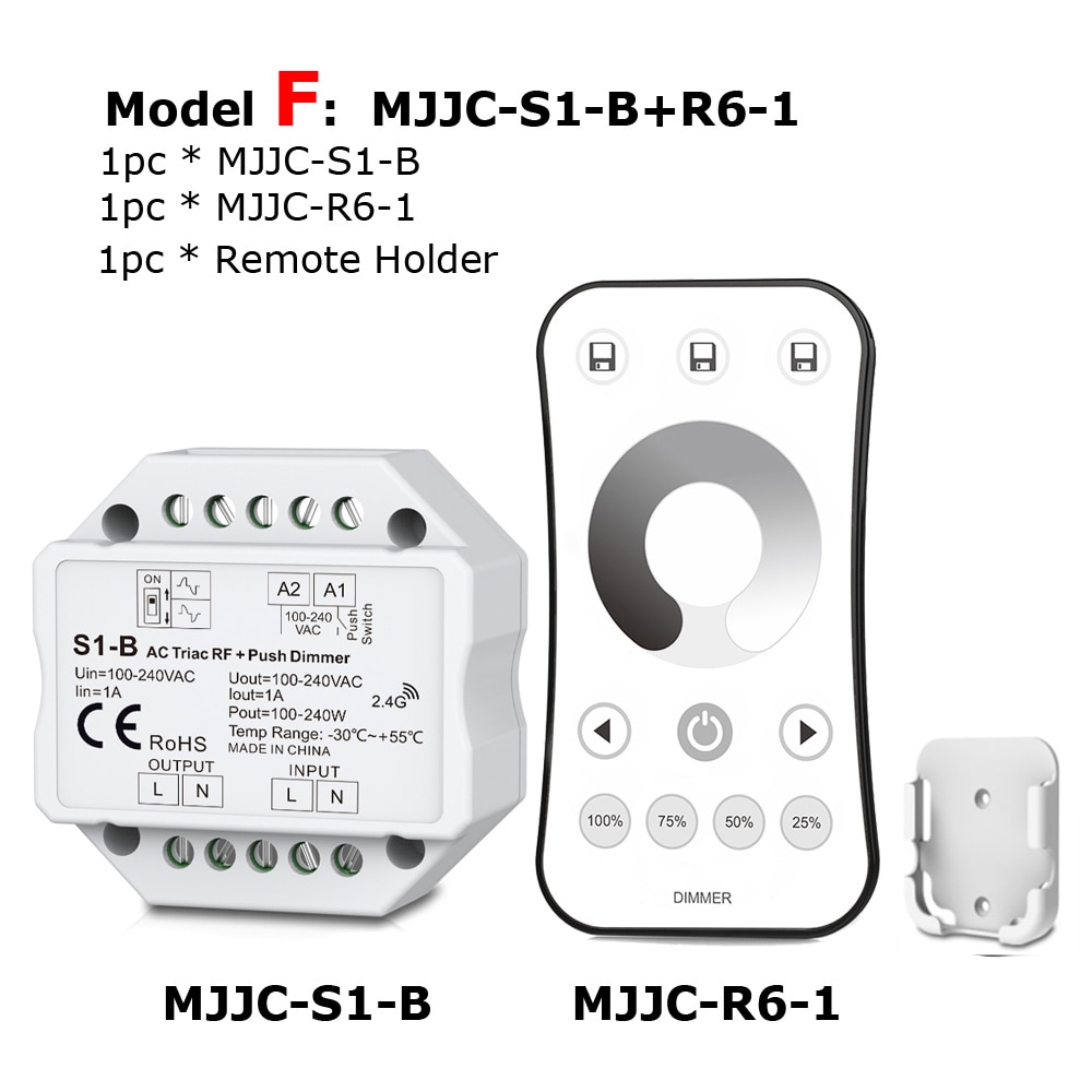 Triac Dimmer LED 220V 230V 110V AC Draadloze RF Dimbare Push Schakelaar met 2.4G Afstandsbediening Dimmer 220V Controller voor LED Lampen Lampen