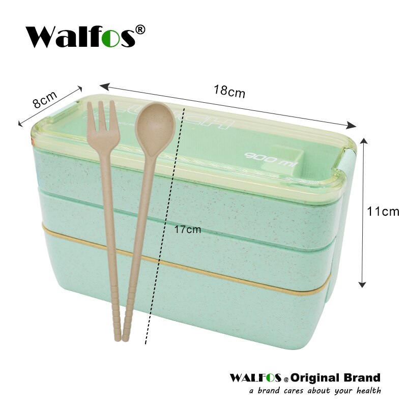 Aankomen 900 ml Japanse Magnetron Lunchbox Draagbare 3 Layer Bento Box Gezonde Voedsel Container Oven Servies set: WALFOS  Green