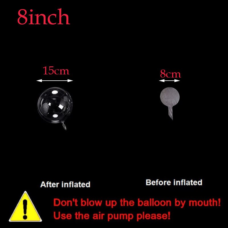 10Pcs 8/10/18/20/24 Inch Transparante Ballon Bobo Clear Ballons Kerst Bruiloft Verjaardag Party Decoraties kids Helium Ballonnen: 8inch