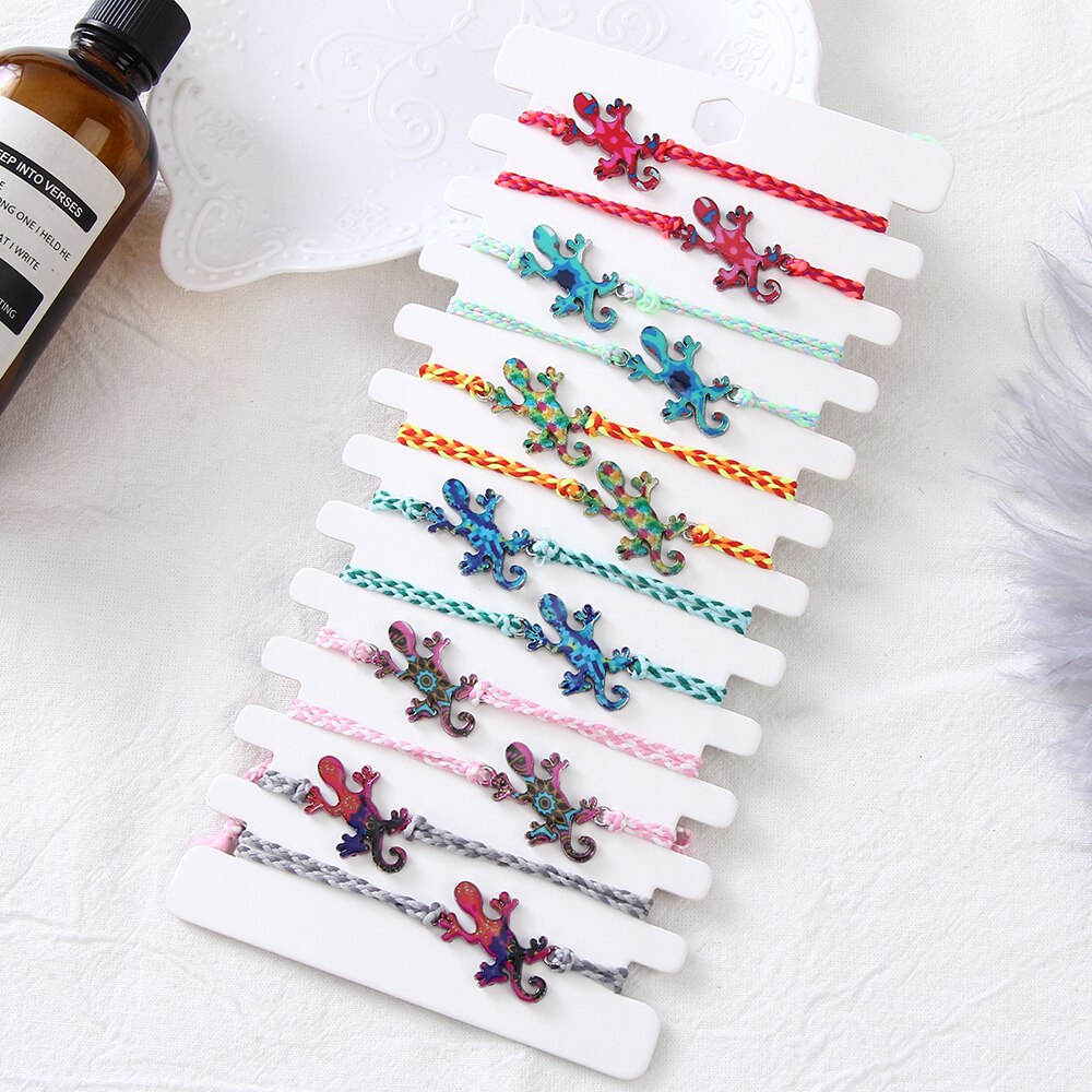 12 stück/set niedliches katzenkopf-schildkröten-anhänger-armband, gewebte spitze, verstellbares einhorn-delfin-armband, fußkettchen, damen-, mädchen- und kinderschmuck: B
