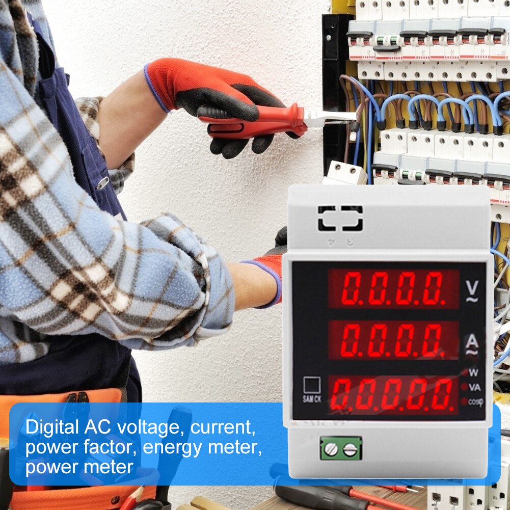 Convenient Digital Din Rail Active Power Factor Tester Multi-functional Practical Electric Energy Ammeter Voltmeter