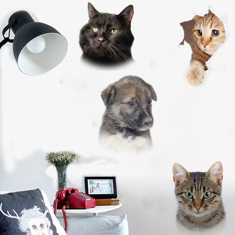 3D koci wzór naklejki naklejki ścienne z kotem naklejka na toaletę wodoodporna dekoracja do domu szklane okno Wall Art 25*18.5cm