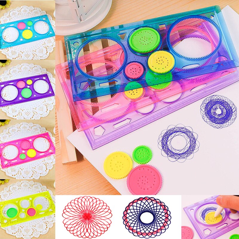 Schilderen Multifunctionele Interessante Puzzel Spirograph Kinderen Tekening Plastic Heerser Kan Verbeteren Start Werkvermogen