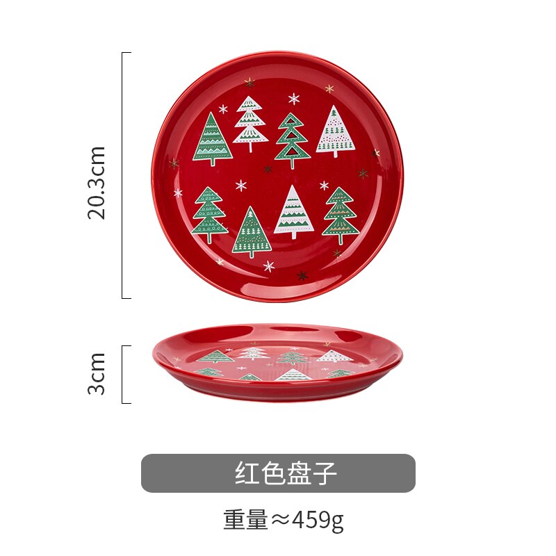 Plato plano con personalidad, tazón de sopa para el hogar, de Navidad para parejas, vajilla, tazón de arroz, plato de comida occidental WF1206154: plate 01