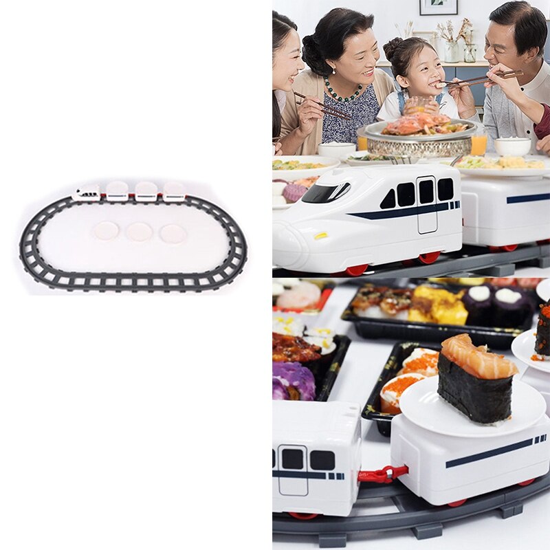 Sushi Train Rotary Sushi Toy Track Conveyor Belt Rotating Table Kid Food Train Set DIY Sushi Making Family Sushi Party