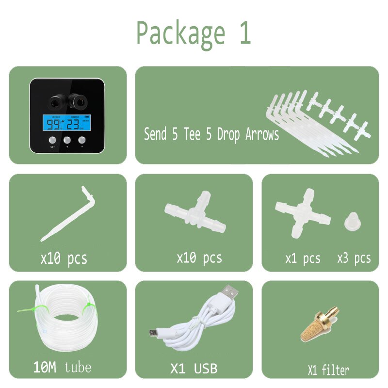 Automatic Water Pump Intelligent LED Watering Device Timer Irrigation System set Garden Dripper Potted drip Sprinkling: Package 1