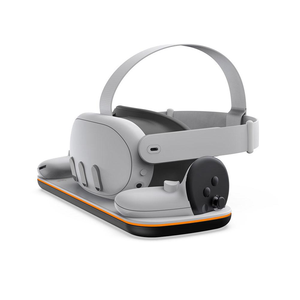 VR Ladestation für Meta Quest 3 - Kabelloses Ladegerät mit 2500mAh Ersatzakku
